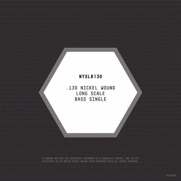DADDARIO NYXLB130 BAS TEK TEL, NYXL SERİSİ, NİKEL SARIM, .140 GAUGE, - 2