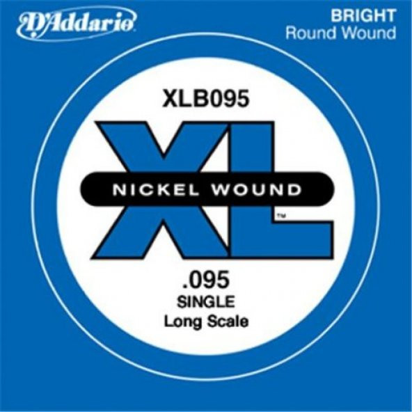 DADDARIO XLB095 BAS GİTAR TEK TEL, (Mİ), XL NICKEL WOUND, 0.095 GA Bas Tel Tek Nickel Round Woundlong Scale Mi