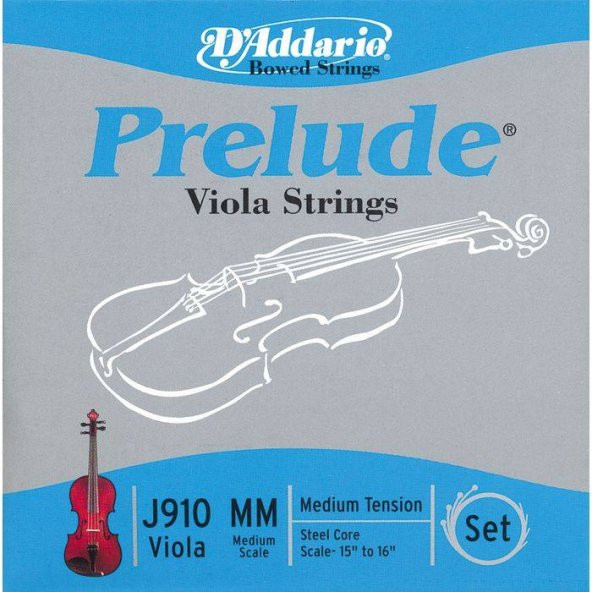 DADDARIO J910 MM VIOLA TEL SETİ, PRELUDE, MEDIUM SCALE (15"-16"), M Prelude Vla Set Medium