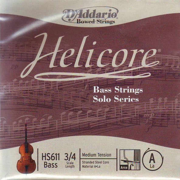 DADDARIO HS611 KONTRABAS TEK TEL, HELICORE, A-LA, SCALE 3/4, BASS Kontrabas Tel Helicore Solo 34 (Sol)