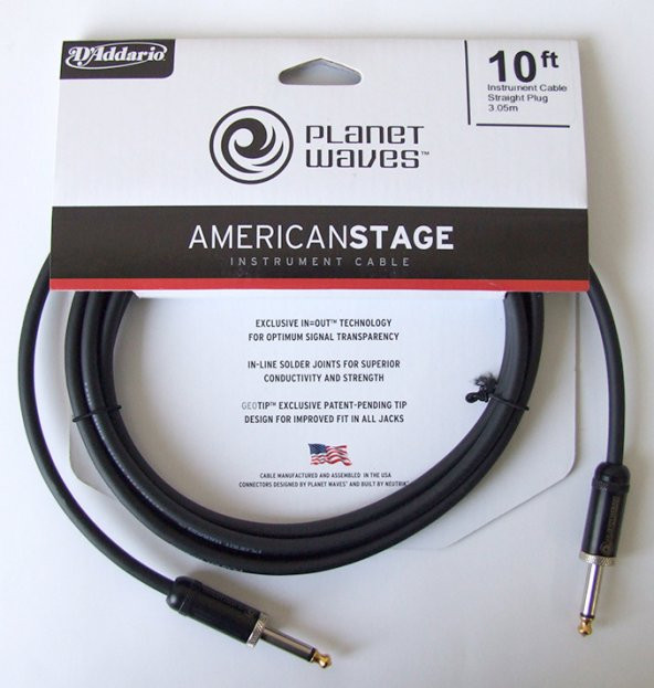 PLANETWAVES PWAMSG10 AMERICAN STAGE INST CABLE-10  ÇİN AMERICAN STAGE INST CABLE-10" (3.05M), 1/4" DÜZ JACK
