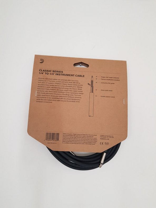 PLANETWAVES PWCGT15 GİTAR KABLO 15 İNCH CLASSİC CABLE  ÇİN Gitar Kablo 4.57M (15 FT) Classic Cable, 2 Adet 1/4" Düz Jack - 2