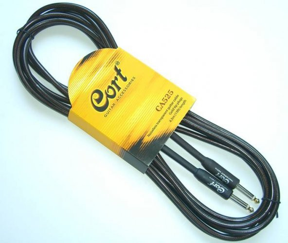 CORT CA525BK Guitar Cable 4.5mt. Enstrüman Kablosu - Gitar Kablo