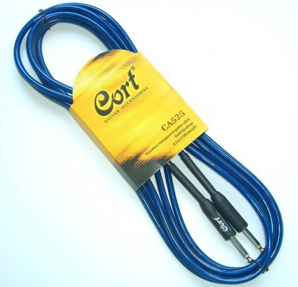 CORT CA525BL GİTAR KABLO GÜRÜLTÜSÜZ 5M (NOISLESS), ŞEFFAF MAVİ, Gitar Kablo Gürültüsüz 