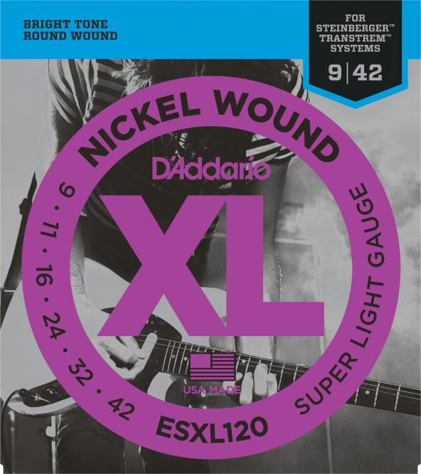 DADDARIO ESXL120 ELEKTRO GİTAR TEL SETİ, XL, 9-42, NICKEL WOUND, RE  
