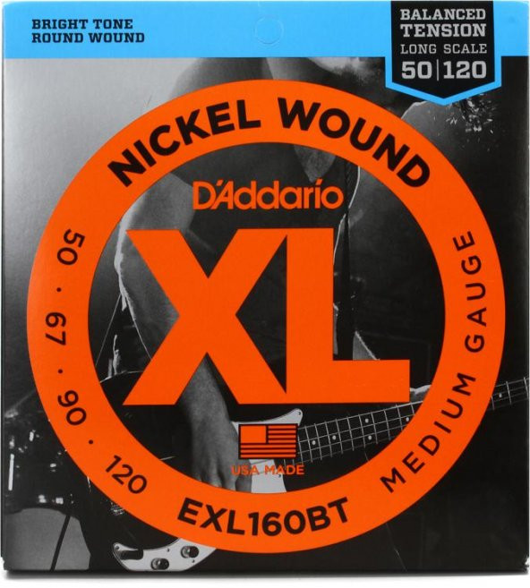 DADDARIO EXL160BT BAS GİTAR TEL SETİ, XL, 50-120 LONG SCALE, NICKEL    