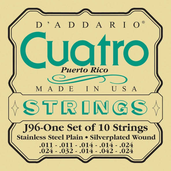 DADDARIO J96 PUERTO RICO CUATROSU İSİMLİ ENSTRÜMAN İÇİN 10'LU T   