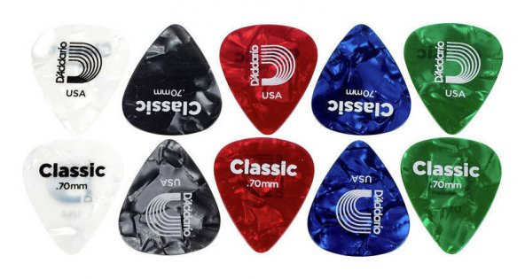 PLANETWAVES 1CAP4-10 PENA  10 AD MEDİUM ASSTPRL  ABD D'Addario'nun Standart Penası, Celluloid Pearl Full Seri, 10'luk paket , Medium (.70mm kalınlık) - Resim 2