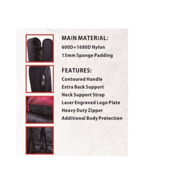 VALENCIA CGB1680 KLASİK GİTAR KILIFI, SCALE 4/4, SİYAH+ RENK, 600D  (4/4) KLASİK GİTAR KILIFI:   - Resim 3