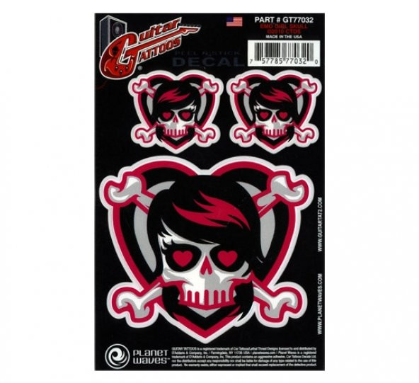 PLANETWAVES GT77032 GTR TATTOO- EMO GIRL SKULL STİCKER Gtr Tattoo- Emo Gırl Skull Sticker