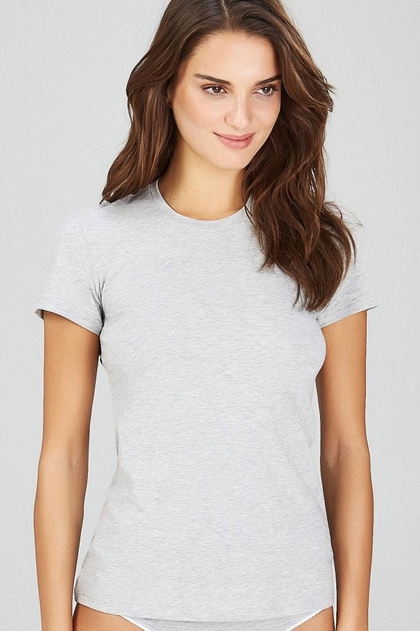 Kom Kısa Kol Sıfır Yaka Koton Modal Kadın Fanila Basic T Shirt - 3
