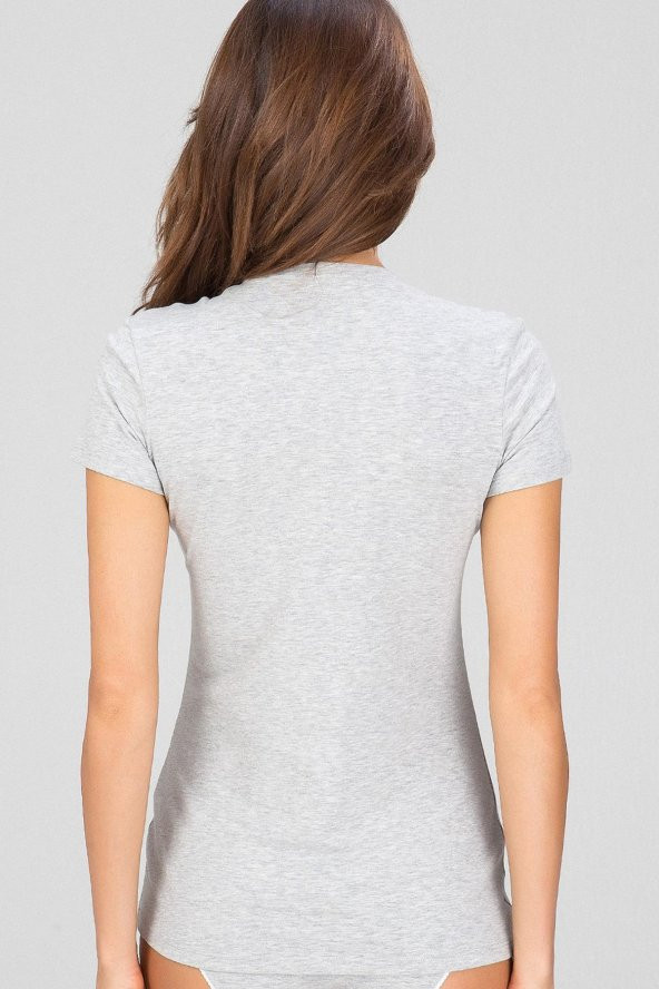 Kom Kısa Kol Sıfır Yaka Koton Modal Kadın Fanila Basic T Shirt - 6