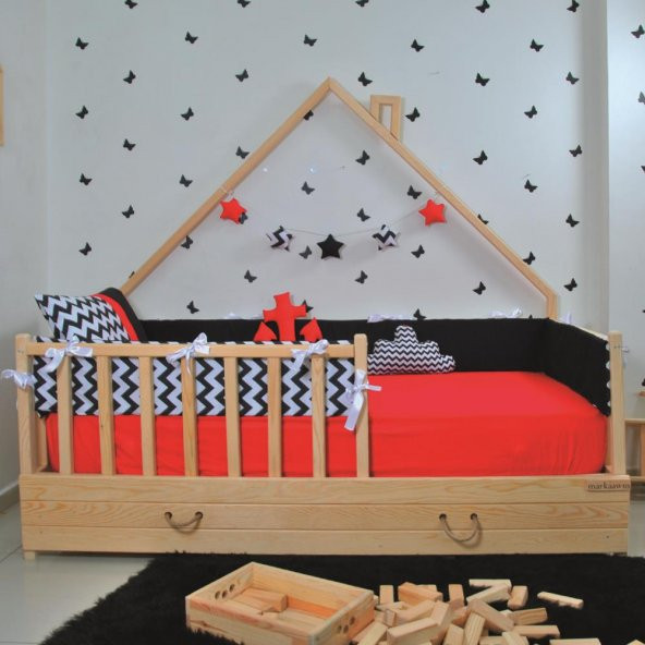 Markaawm Montessori Beşik Çit Kenar Koruma Korumalık Kırmızı