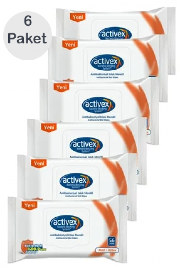 Activex Antibakteriyel Islak Mendil Hassas 336 Yaprak 6 Paket