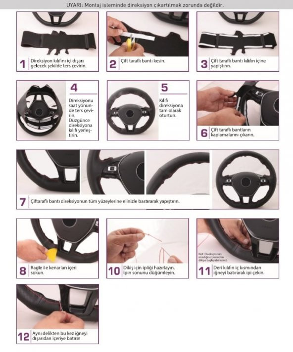 Volkswagen Passat B5 Deri Direksiyon Kılıfı Araca Özel Dikmeli - 2