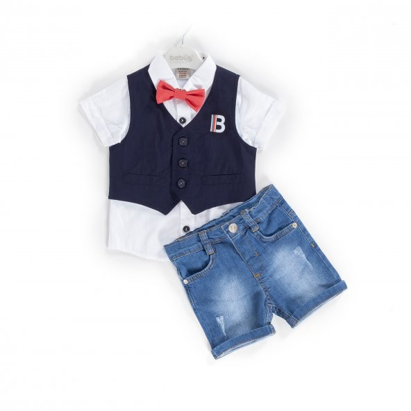 Bebüş erkek bebek 06-18 aylık gömlekli takım