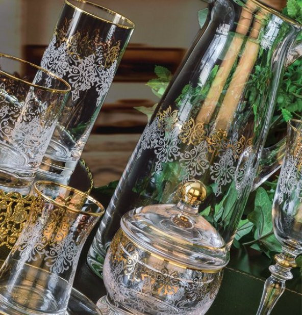 Canba Elegance Altın Renk Cam Sofra ve Çeyiz Seti - 1