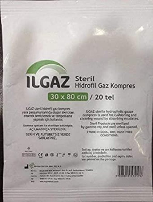 ILGAZ - HİDROFİL GAZ KOMPRES - 12 ADET