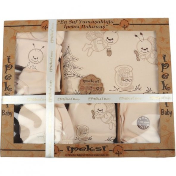 İpeksi Organik 11 Parça Bebek Hastane Çıkışı Kız-Erkek Krem - 2