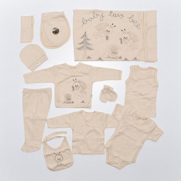 İpeksi Organik 11 Parça Bebek Hastane Çıkışı Kız-Erkek Krem - 3