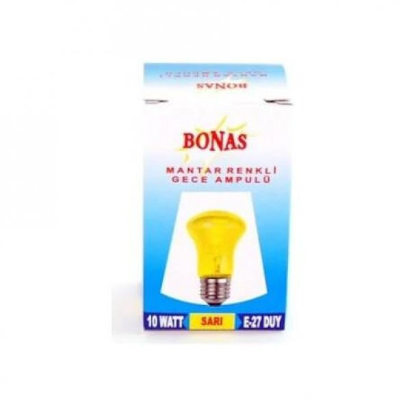Bonas 10W E27 Mantar Gece Ampulü Sarı-3 Adet