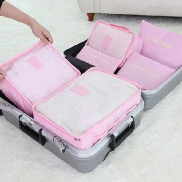 Valiz Bavul İçi Düzenleyici Organizer 6 Lı Set-pembe