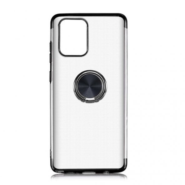 Galaxy S10 Lite-A91 Yüzüklü Standlı Köşeleri Renkli Şeffaf Kılıf - Resim 5