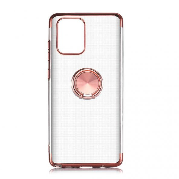 Galaxy S10 Lite-A91 Yüzüklü Standlı Köşeleri Renkli Şeffaf Kılıf - Resim 7