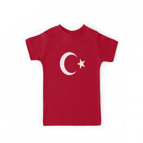 Çocuk Unisex Ay Yıldız Tişört -Türk Bayraklı Çocuk Tişört Unisex