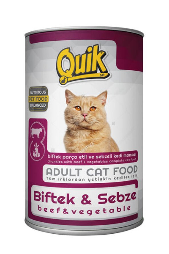 Quik Kedi 415 gr Biftek-Sebze Konserve 24 Adet - 2