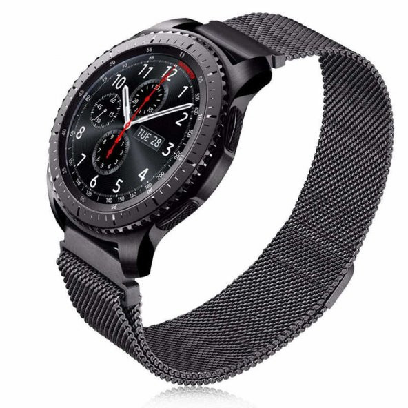 Galaxy Watch 46mm (22mm) Metal Tel Örgü İşleme Mıknatıslı Kordon - 3