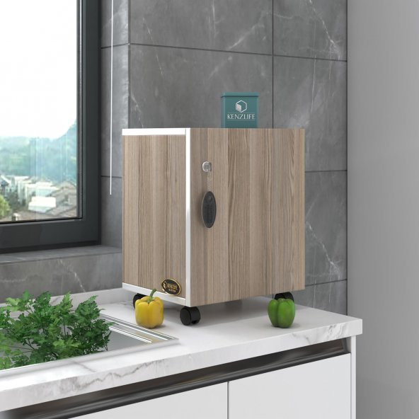 Kenzlife mutfak dolabı zehra 048*030*032 crd kilitli tekerlekli banyo evrak ofis kitaplık ayakkabılık kiler - 9