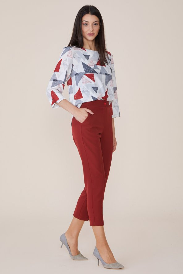 PANTOLON BAYAN BİLEKTE SORALLİNE 1695 KİREMİT - 2