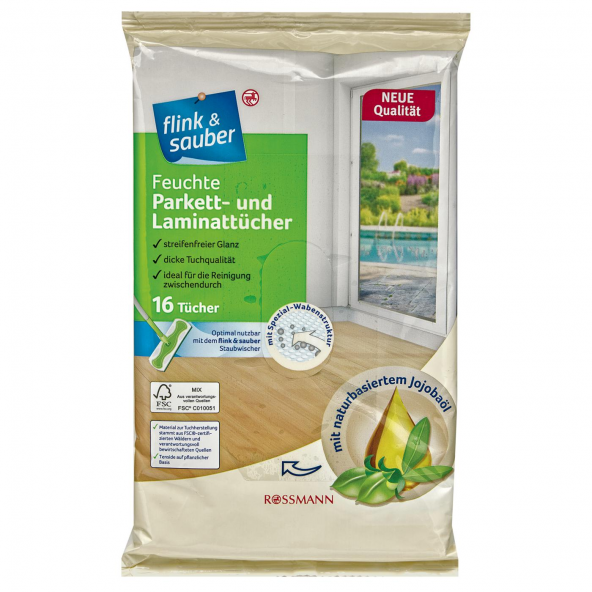 Flink & Sauber Parke Ve Lamine Yüzeylere Özel Islak Yer Bezi 16'lı - 22x30 cm