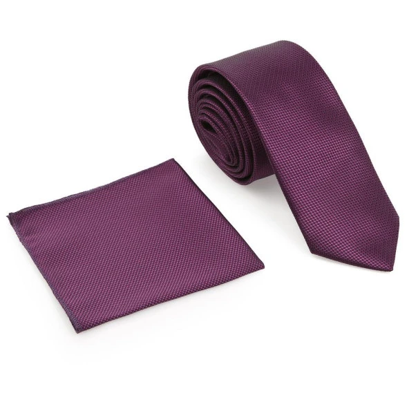 Mürdüm Oxford Model Mendilli Slim Kravat-Brianze MKAS-10 - Resim 2