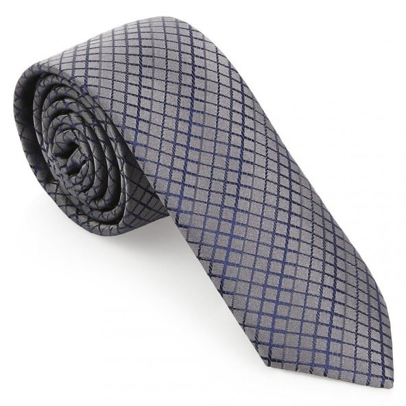 Gri Ekoseli Slim Kravat-Brianze SKAC-4 ürün görseli 1
