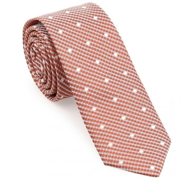 Krem Desenli Slim Kravat-Brianze SKAI-3