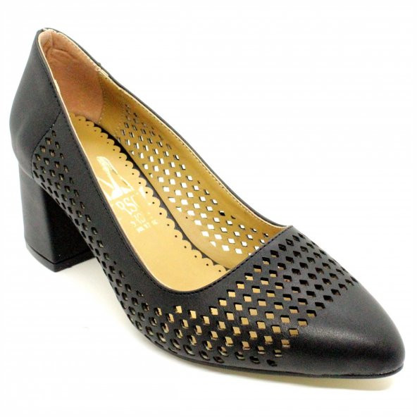 Pabucchi 00341 Siyah Bayan Kalın Kısa Topuklu Ayakkabı