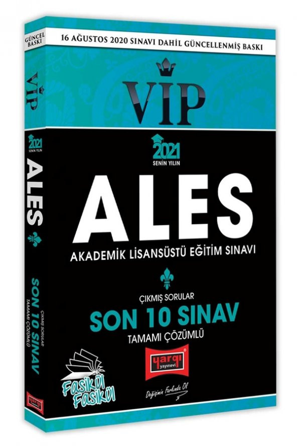 Yargı Yayınları 2021 ALES VIP Son 10 Sınav Tamamı Çözümlü Fasikül Çıkmış Sorular