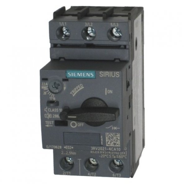 17-22A 100kA S0 BOY SIRIUS MOTOR KORUMA ŞALTERİ 60ºC PANO İÇİ SICAKLIKTA BİTİŞİK MONTAJA UYGUN TERMİK VE KISA DEVRE KORUMALI RAYA MONTAJA UYGUN - 1
