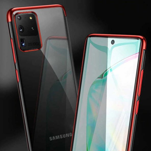 Galaxy S20 Ultra Köşeleri Renkli Kamera Korumalı Şeffaf Kılıf - Resim 7