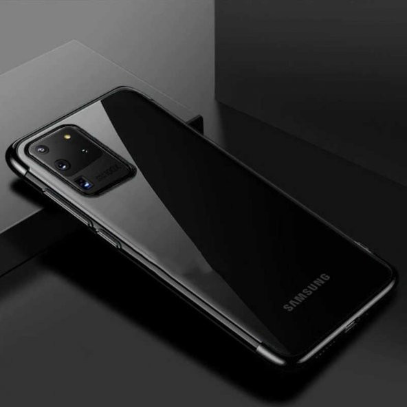 Galaxy S20 Ultra Köşeleri Renkli Kamera Korumalı Şeffaf Kılıf - Resim 8