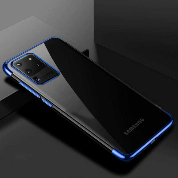 Galaxy S20 Ultra Köşeleri Renkli Kamera Korumalı Şeffaf Kılıf - Resim 10