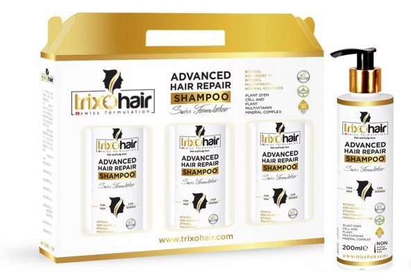 Trixohair Saç Dökülmesine Karşı Saç Bakım Şampuanı Erkekler İçin - 200 ml - 3 Adet