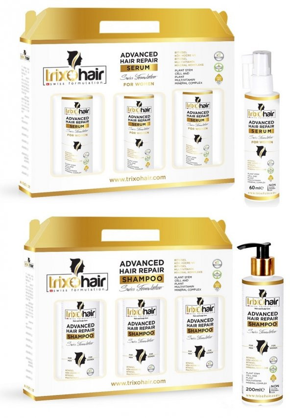 Trixohair Saç Dökülmesine Karşı Saç Bakım Şampuanı ve Saç Serumu Kadınlar İçin - 3 Aylık Set