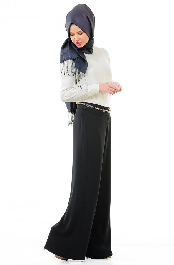 SORALLİNE BAYAN ABİYE PANTOLON ,BOL PAÇA,SORALLİNE,1694,LACİVERT