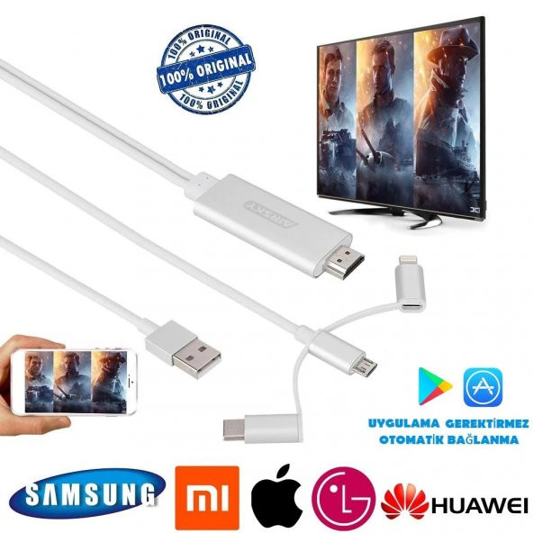 Hdmi Mhl Görüntü Aktarıcı Kablo İOS Android Type-C iPhone Samsung - 3