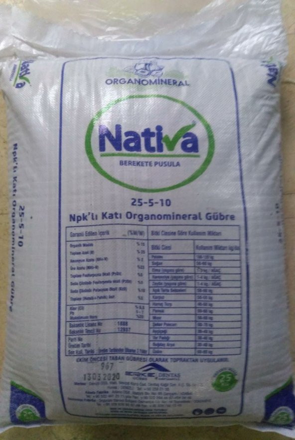 Nativa 25 5 10 NPKlı Organomineral Taban Gübre 25 Kg - 2