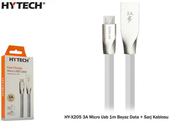 Hytech Micro USB Şarj ve Data Kablosu 1metre 3Amper
