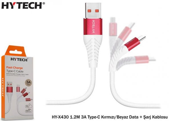 Hytech Type-C Şarj ve Data Kablosu 1.2metre 3Amper